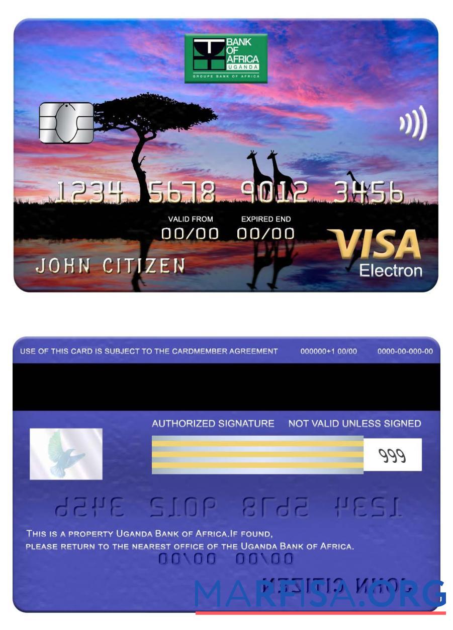 Printable Uganda Bank of Africa visa electron download for verification